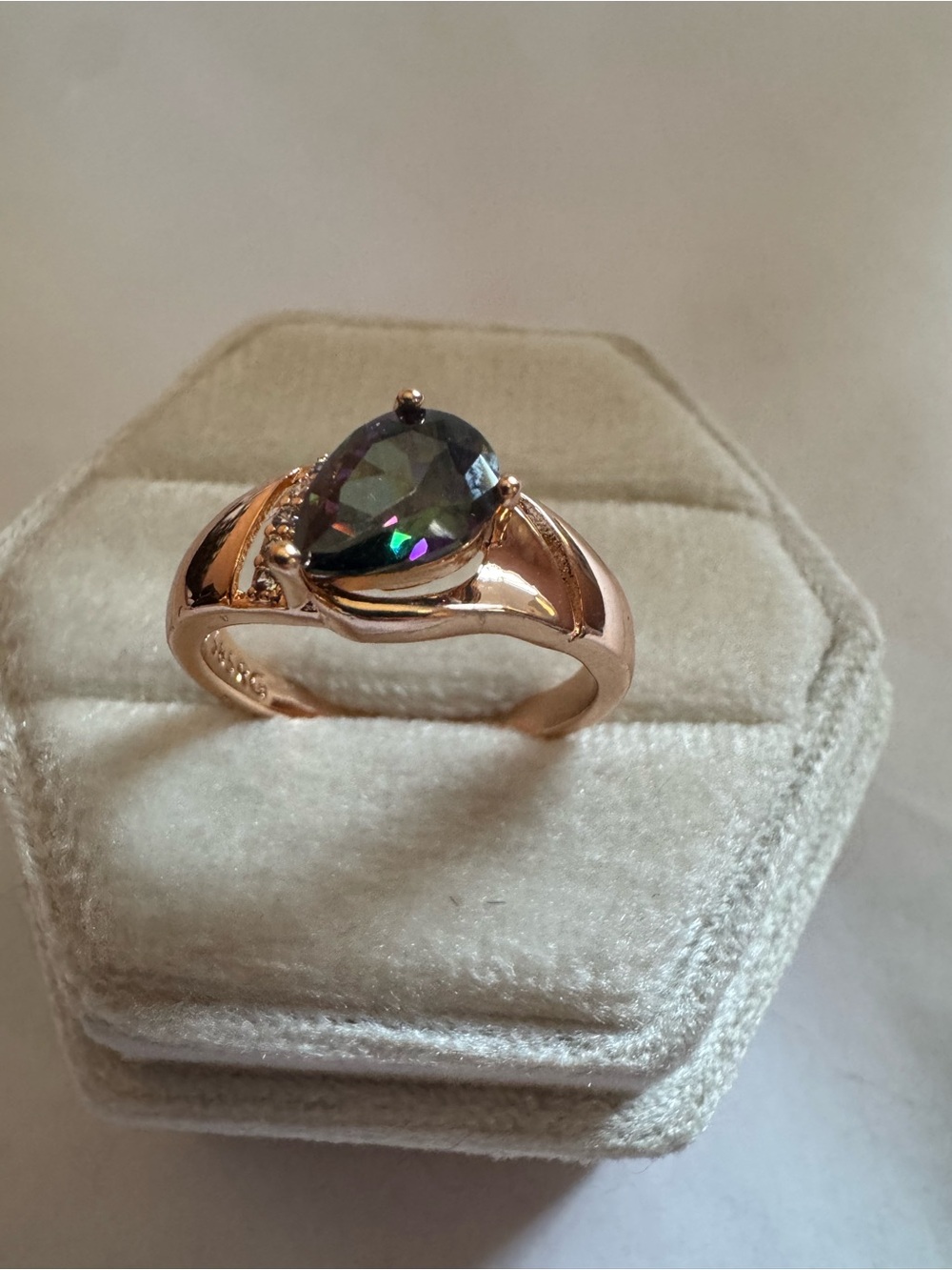 14K 585 Rolled Gold Hallmarked Mystic Topaz Ring Size 7.5 Color Changing - Picture 3 of 13